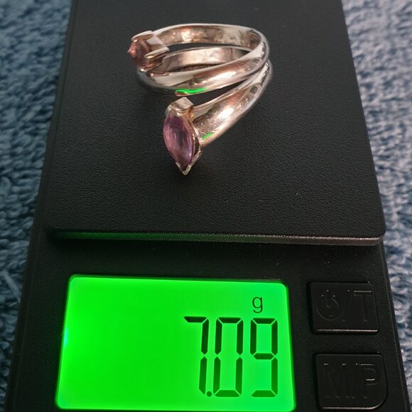 Vintage Fancy Natural Amethyst 925 Sterling Silver Wrap Ring - Picture 12 of 12